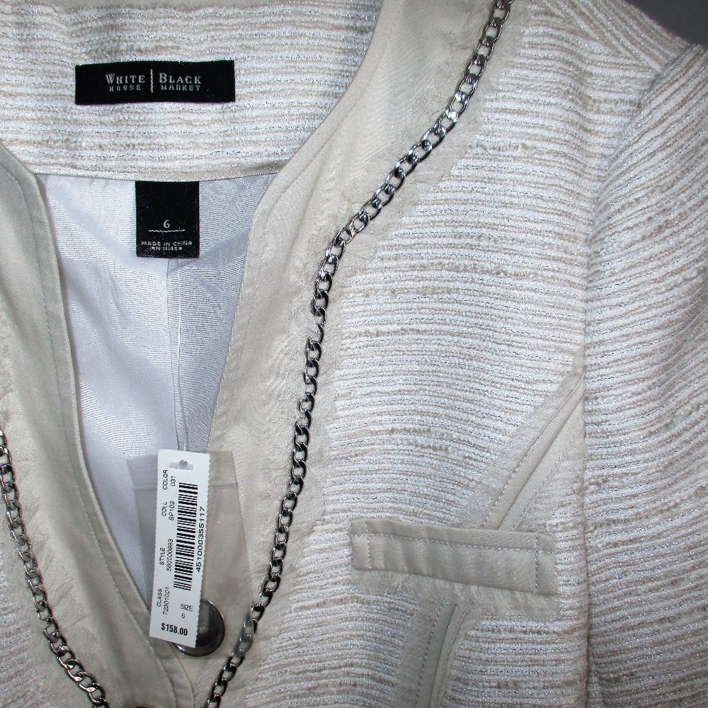 WHBM Ivory Silver Threads Jacket
